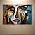 Quadro Decorativo Abstrato Moderno Rosto Estilo Cubista em Tons Azul e Ouro 6423 - Imagem 1
