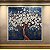 Quadro Decorativo Árvore da Vida Flores Brancas Metalizada Fundo Azul Luxo 6432 - Imagem 3