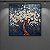 Quadro Decorativo Árvore da Vida Flores Brancas Metalizada Fundo Azul Luxo 6432 - Imagem 5