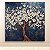 Quadro Decorativo Árvore da Vida Flores Brancas Metalizada Fundo Azul Luxo 6432 - Imagem 4