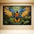 Quadro Decorativo Arara Azul e Amarela em Voo Pintura a Óleo Tropical 6298 - Imagem 1