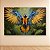 Quadro Decorativo Arara Azul e Amarela em Voo Pintura a Óleo Tropical 6298 - Imagem 2