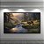 Quadro Decorativo Cervos na Floresta Rio e Luz Solar Paisagem Natural 6324 - Imagem 1