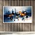 Quadro Decorativo Abstrato Geométrico Moderno Minimalista Tons Azul e Ouro 6354 - Imagem 1