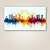 Quadro Decorativo Cidades Skyline em Aquarela Colorida e Prédios 6369 - Imagem 2