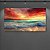 Quadro Decorativo Praia e Mar Pôr do Sol Céu Vermelho e Ondas 6394 - Imagem 1