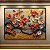 Quadro Decorativo Galho de Flores em Relevo 3D Laranja e Dourado 6428 - Imagem 1