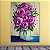 Quadro Decorativo Florais Buquê de Rosas Roxas em Vaso de Vidro 6459 - Imagem 1
