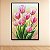 Quadro Decorativo Tulipas Rosa Bouquet e Folhagens Fundo Dourado 6454 - Imagem 2