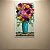 Quadro Decorativo Vaso Azul com Flores Coloridas e Passarinhos 6457 - Imagem 2
