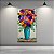 Quadro Decorativo Vaso Azul com Flores Coloridas e Passarinhos 6457 - Imagem 1