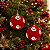 Jogo 2 Bolas de Natal 12cm Acamurçadas Vermelho com Relevo Espiral Branco - Imagem 3