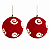 Jogo 2 Bolas de Natal 12cm Acamurçadas Vermelho com Relevo Espiral Branco - Imagem 1