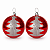 Jogo Com 2 Bolas de Natal 10cm Vermelhas Com Decoração Prata - Imagem 1