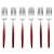 Jogo com 6 Garfos De Mesa Aço Inox Slim Vermelho Gradiente 22cm - Imagem 1