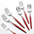 Jogo com 6 Garfos De Mesa Aço Inox Slim Vermelho Gradiente 22cm - Imagem 2
