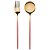 Jogo de Talheres 12 Peças Garfo/Colher de Mesa Slim Aço Inox Bicolor Rosa - Imagem 1