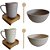 Jogo Para Lanches Com 8 Peças Caneca Pratos Bowls e Mexedor Fibra de Bambu. - Imagem 4