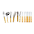 Conjunto de Utensílios para Cozinha 12 Peças Aço Inox Cabo Plástico Bambu Natural Lyor - Imagem 1