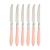 Jogo com 6 Facas de Corte Aço Inox Cabo Acrílico Mother Pearl Rosa 23,5cm - Imagem 1