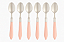 Jogo com 6 Colheres de Mesa Aço Inox Cabo Acrílico Mother Pearl Rosa 21cm - Imagem 1