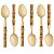Jogo 6 Colheres de Mesa 20cm Aço Inox Dourado Cabo Plástico Bambu Lyor - Imagem 1
