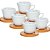 Jogo com 12 peças 6 Xícaras Porcelana 100ml com 6 Pires Madeira. - Imagem 2