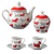 Jogo Para Café com Bule e Açucareiro 14 Peças Porcelana Estampa Dogs - Imagem 1