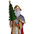 Boneco Papai Noel com Árvore de Natal 61cm Decoração Natalina de Metal Resina e Madrepérola - Imagem 2
