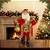 Boneco Papai Noel em Pé Segurando Saco com Árvore de Natal e Estrela 65cm Vermelho e Dourado - Imagem 4
