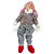 Boneco de Neve Sentado 60cm Roupa de Tricô Cinza Cabelo Colorido Enfeite Natalino - Imagem 1