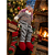 Boneco de Neve Sentado 60cm Roupa de Tricô Cinza Cabelo Colorido Enfeite Natalino - Imagem 3