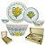 Aparelho de Jantar 26 Peças Estampa Limões Siciliano Flores e Folhas Fibra de Bambu Inox Porcelana - Imagem 1