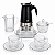 Jogo Com 17 Peças Para Café da Manhã Mesa Posta Vidro e Cristal Canelado - Imagem 1
