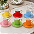 Jogo de Xícaras com Pires para Café 100ml Fanzini 12 Peças Porcelana New Bone China Colorido - Imagem 3