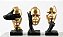Jogo com 3 Esculturas Faces Não Vejo Não Ouço Não Falo Preto e Dourado Wolff - Imagem 1