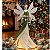 Anjo Decorativo com Folhas 39cm Madreperola Metal - Imagem 2