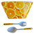 Jogo Com 3 Peças Saladeira e Talheres Melamina Estampa Fruta - Imagem 2