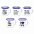 Jogo com 6 Mini Canecas para Café 90ml Retrô Dizeres Metal Esmaltado - Imagem 1