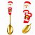 Jogo 2 Talheres Natalinos 16cm Papai Noel e Árvore Aço Inox Dourado Silicone - Imagem 3