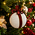Bola de Natal Branca com Glitter e Fitas Vinho/Dourado 15cm - Imagem 3