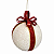 Bola de Natal Branca com Glitter e Fitas Vinho/Dourado 15cm - Imagem 1