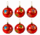 Jogo com 6 Bolas de Natal 7cm Vermelhas Com Estrelas em Glitter - Imagem 1