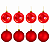 Jogo com 8 Bolas de Natal 10cm Cor Vermelho Fosco e com Brilho - Imagem 1