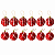 Jogo com 12 Bolas de Natal 5cm Vermelhas com Detalhes Branco em Listras e Mosaicos - Imagem 1