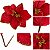 Jogo Com 4 Flores Bico de Papagaio 28cm Pétalas de Veludo Vermelho e Dourado - Imagem 2