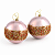Jogo Com 2 Bolas de Natal 10cm Rosa Forsco e Brilho Com Faixa de Dourada de Misangas - Imagem 3
