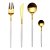 Faqueiro 24 Peças Bicolor Aço Inox Dourado Cabo Slim Branco - Imagem 1