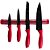 Conjunto 4 Facas com Cabo Vermelho Marble com Barra Magnética - Imagem 1