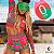 SHORT BEACH TENISTA/SURF .  estampa GEOMÉTRICOS VERDE COM VERMELHO . ÖTA TENNIS CLUB - Imagem 1